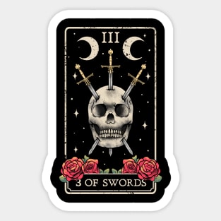 3 Of Swords Tarot Card Occult Witches Esoteric Goth Gothic Sticker